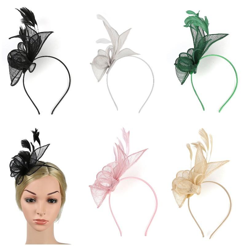 Fascinator Feather Women Party Mesh Headband Halloween Props Hair Accessories