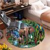 1Pc Elephant Circular Print Rug - home decoration Carpet For Living Room Bedroom Flooring Computer Chair Area Rug