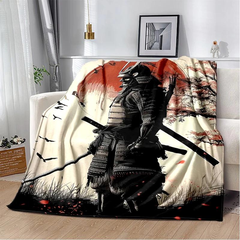 3D Japanischer Samurai Bushido Katana Cartoon Spiel Decke, Weiche Kuscheldecke für Zuhause Schlafzimmer Bett Sofa Reise Picknick Abdeckung Kinder