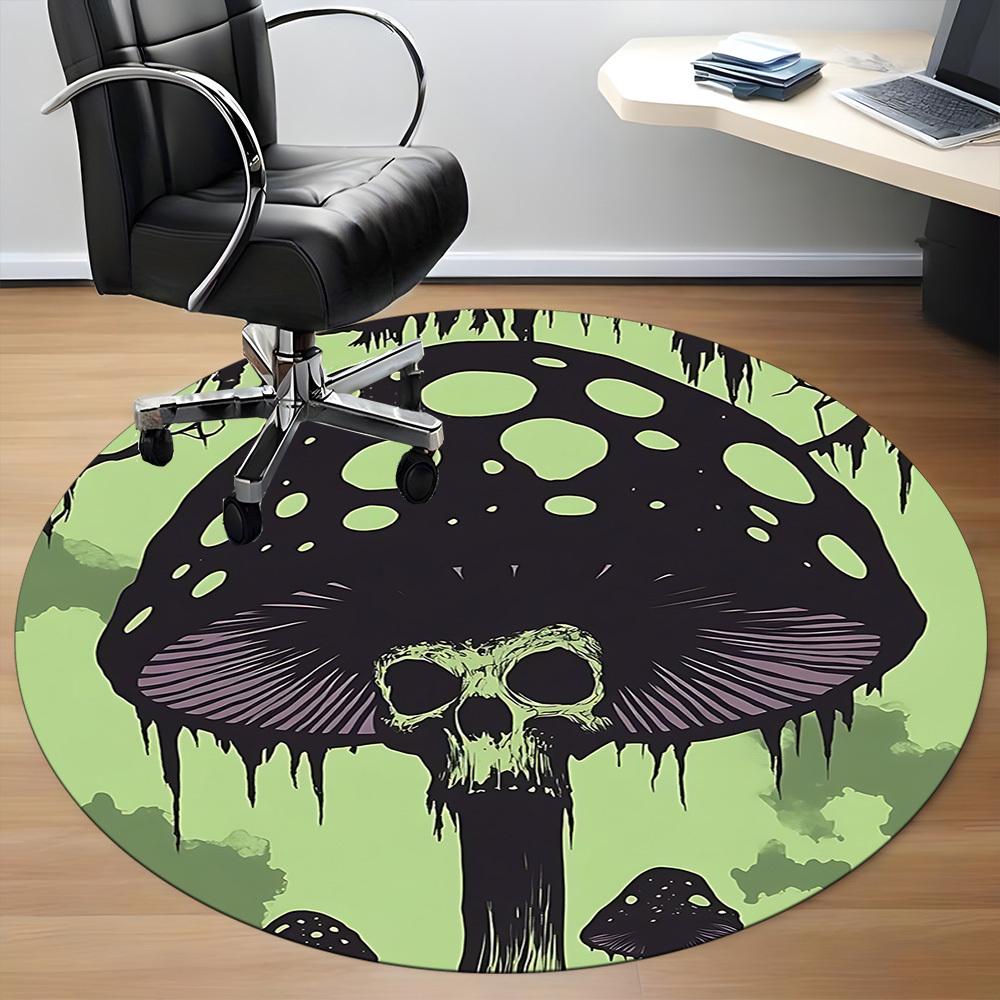 1pc Mushroom Skull Office Round Area Rug, Under Office Chairs Bedroom Living Room Home Decor, Room Deco, Available in Various Sizes