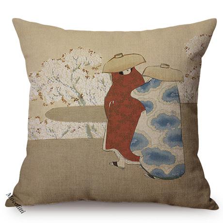 Vintage Tradition Ink Painting Design Concise Sofa Pillow Case Japans Abstract Art Room Harmony Decorative Cushion Cover