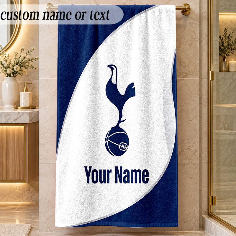 Beach TowelTottenham Hotspur FC Custom Name Text Personalized Soft Towel for Beach Pool Indoor Home Decor Gift