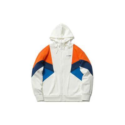 Li Ning Sport Fashion Series Color Block Loose Hooded Jacket Unisex Jacket Off-White AWDR370-1