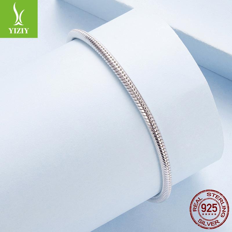 S925 Sterling Silver Simple Love Basic Bracelet, Classic Versatile Snake Bone Chain Bracelet Bracelet