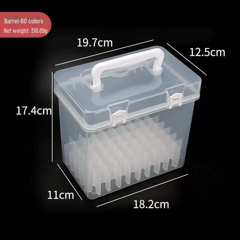 80-Color Portable Marker Pen Storage Box with Transparent Base