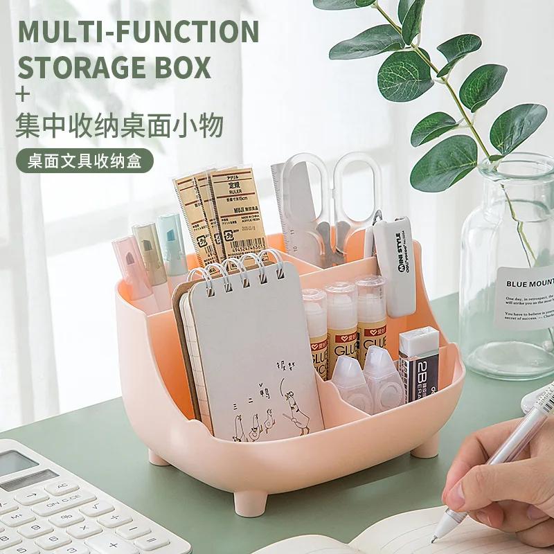 

Storage box simple pen holder office desktop large capacity multifunctional stationery box desk organizer storage desk storage розовый