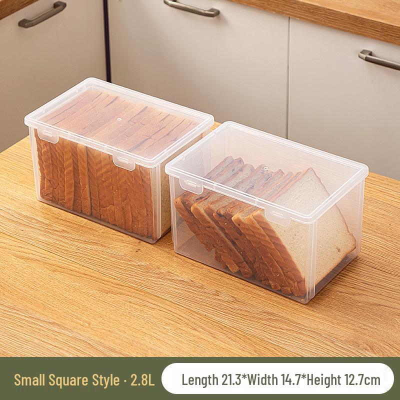 Transparent Food-grade Plastic Storage Box with Lid for Bread & Cereal