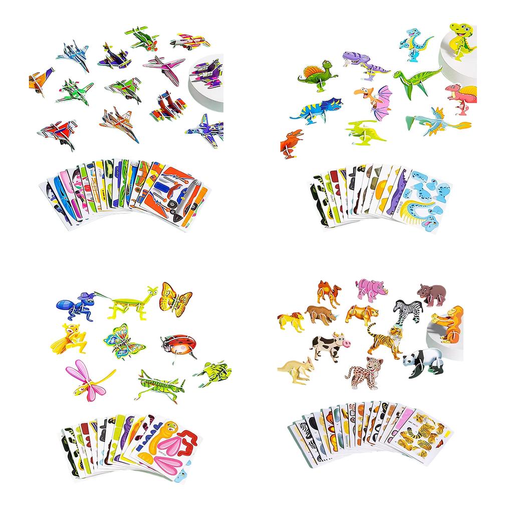 25 listů/sada Puzzle Hračka Kreslený motiv 3D Blok skládačky Předškolní vzdělávací hračka pro trénování mozku pro děti
