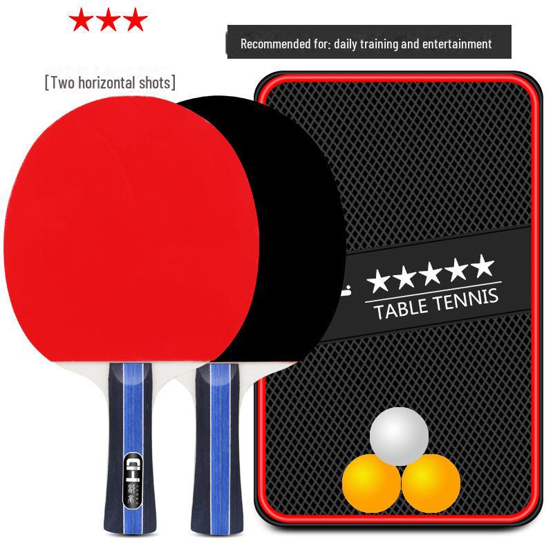 

Справжній набір ракеток для настільного тенісу для початківців: Подвійні ракетки, прямі та горизонтальні, 3-4 зірки, висока еластичність для учнів та дорослих Primary training 329 horizontal shot + 3 balls