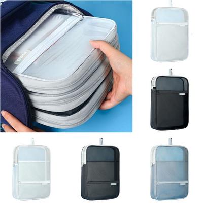 Thickened Mesh Zipper Pouch Bag Large Capacity Transparent File Holder Document Organizer  Travel