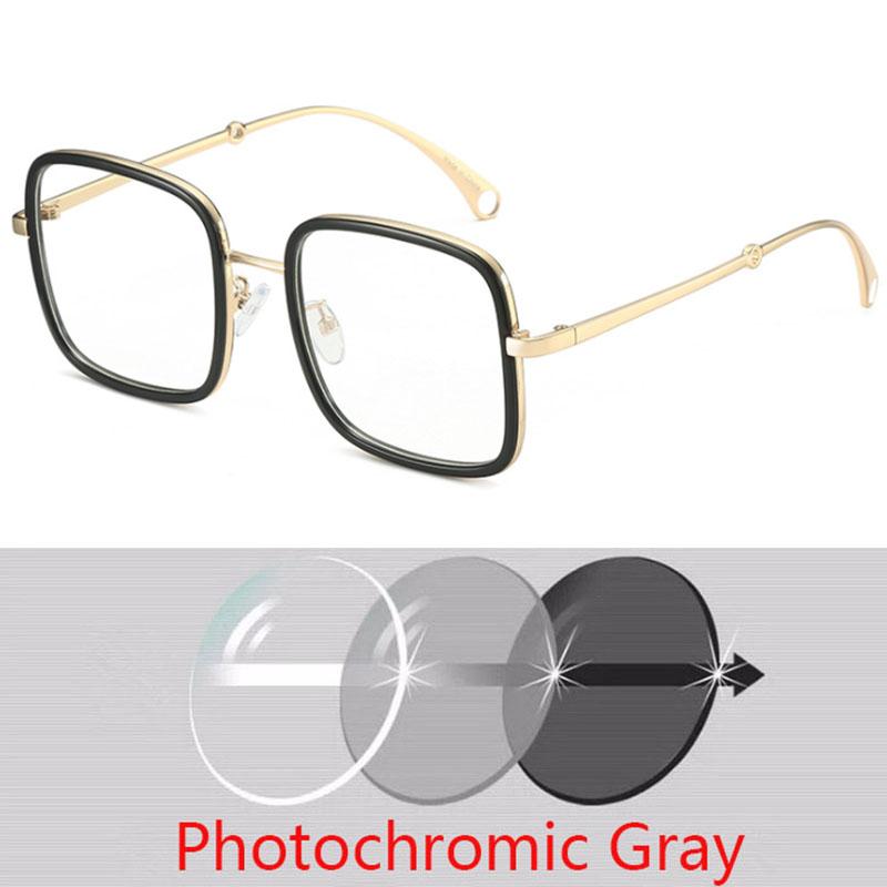 -1.0 -1.5 -2.0 -2.5 -3.0 Bis -6.0 Damen Herren Mode Quadratische Kurzsichtigkeitsbrille Übergroße Brille Studenten Metall Klare Gläser