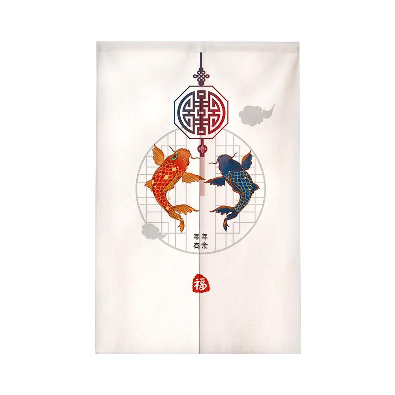 Chinese Style Koi Partition Door Curtain Home Entrance Doorway Living Room Decor Half-Curtain Kitchen Partition Bedroom Noren