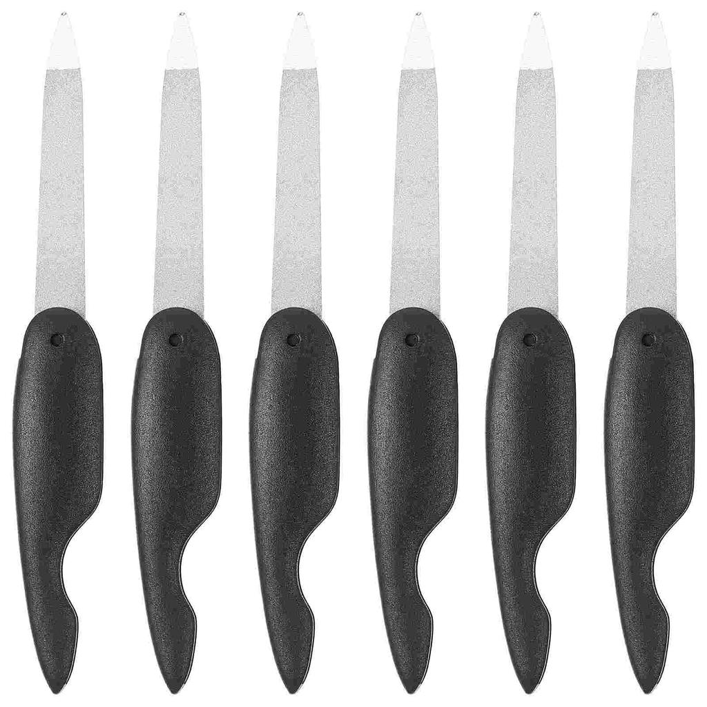 6 Pcs Black Mini Bird Nail File For Toenails Manicure Tool Portable Folding Bulk Metal Strips Trimmer Curved Finger Nail Files