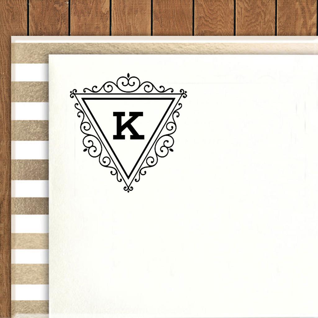 Printtoo Office Stationary R-40 K Alphabet Triangle Swirl Border Monogram Initial Self Inking Rubber