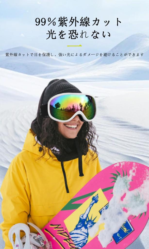Lalapala Snow Goggles 180° Wide View, Dual Anti-Fog Lens, UV Protection, OTG Over-Glasses, Frameless for Ski and Snowboard