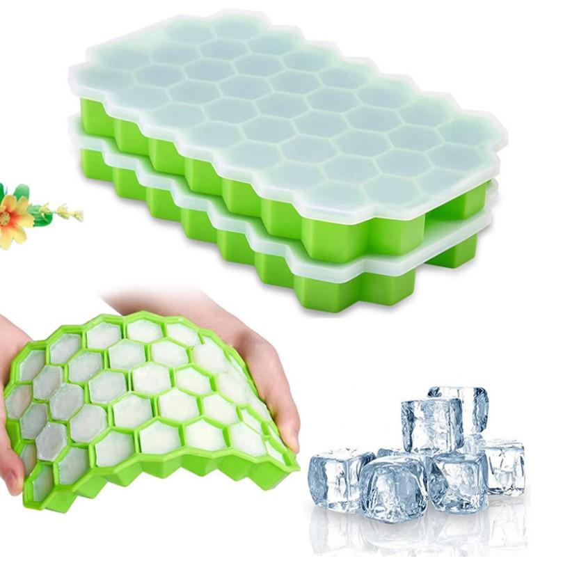 Silicone Ice Cube Mold with Lid - Food Grade Storage Box for Ice & Baby Food