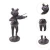 Garden Frog Statue Figurine Playing Violin Decorative Desk Office Resin Animal Sculpture Figure for