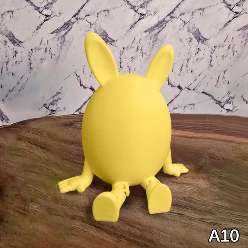 Articulated Bunny Egg Figurine Easter Decoration Movable Leg Joint Egg Statue Home Office Desktop Ornament And Gift