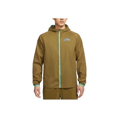 Einfarbige Logo Reißverschlussjacke Herren Oberbekleidung Olivgrün DX6884-368
