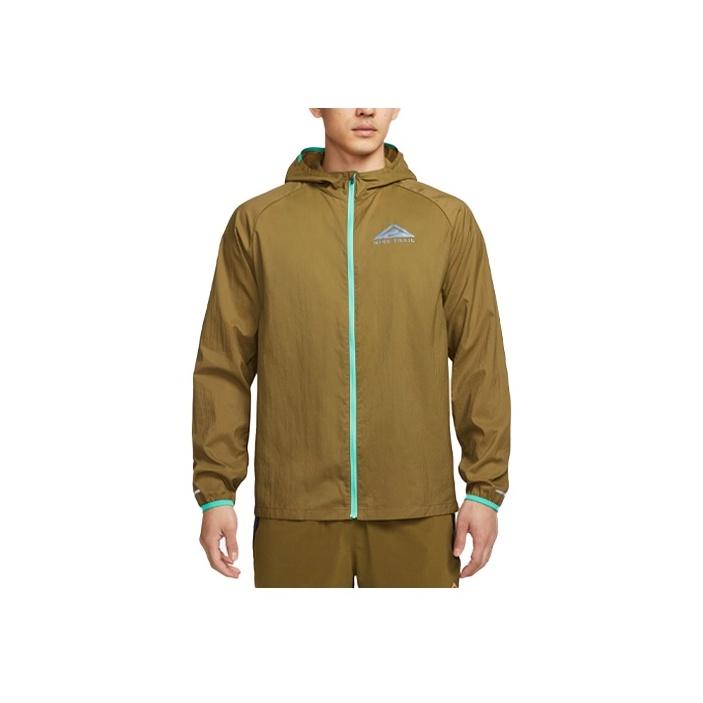 Nike Solid Color Logo Zip-Up Jacket Men Outerwear Olive-Green DX6884-368
