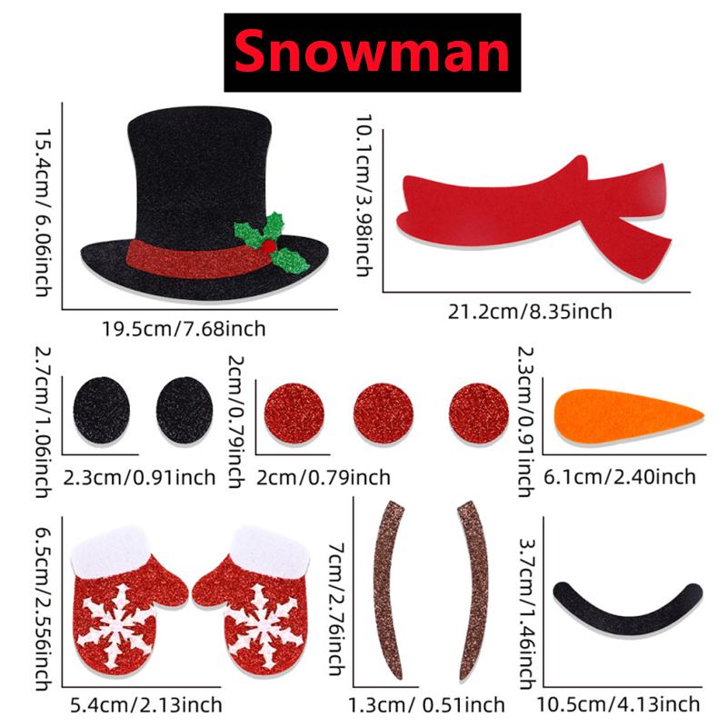 4-1PC Christmas Non-woven Window Stickers Santa Claus Snowman Elk Door Wall Sticker Christmas Decor New Year Home Decorations