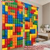 Flat Printing Happy Valentine Day Party Window Curtains Color Square Pattern Digital Printed Polyester Drapes Seasonal Set Of 2 Made