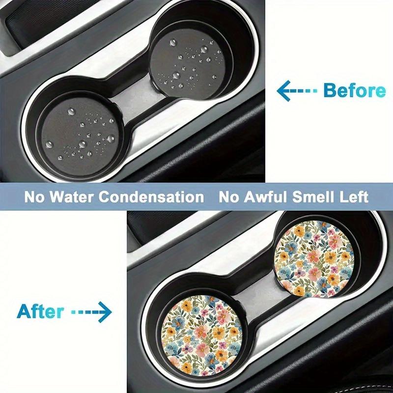 2pcs Watercolor Floral Car Cup Holder Coasters- Fit, Non-Slip Rubber Drink Mats for Vehicle Interiors, Car Coasters for Cup Holders