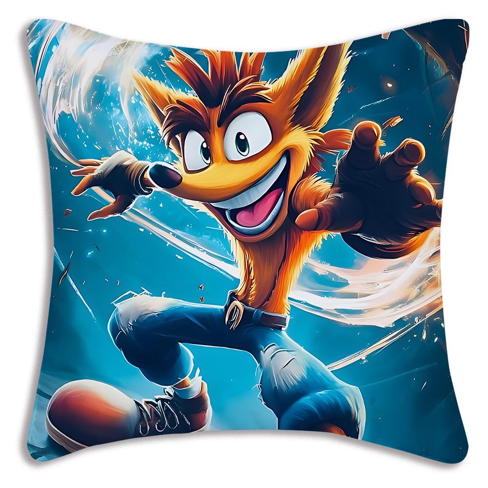 Cartoon Crashs B-Bandicoots Pillow Covers Cartoon Sofa Decorative Home Double-sided Printing Short Plush Cute Cushion Cover