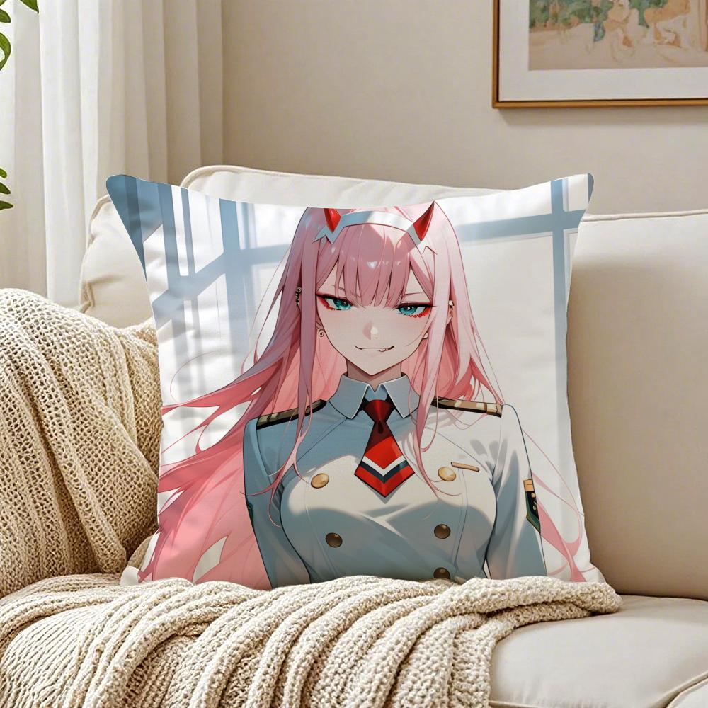Anime Mecha 02 zero two DDARLING in the FFRANXX Cushion Cover Pillowcase Antidustmite living Room Sofa Decor Cushion Room