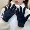 Women Outdoors Cycling Solid Color Wistiti Mittens Fashion Winter Mink Velvet Five Finger Gloves Plush Warm Cold Proof Gloves