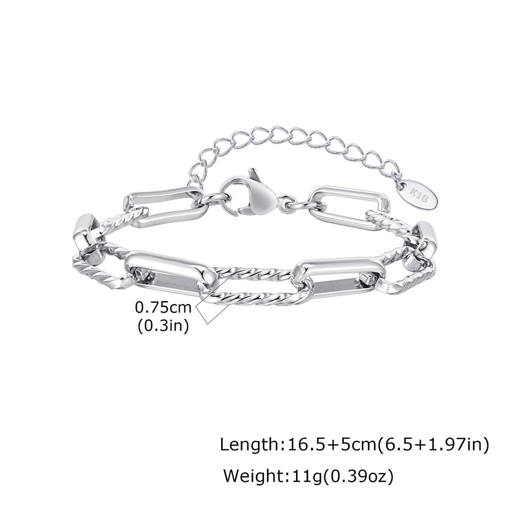 Minimalist 18K Gold Plated Bracelet Women, Slim Paperclip Twisted Link Chain, Simple Waterproof Jewelry