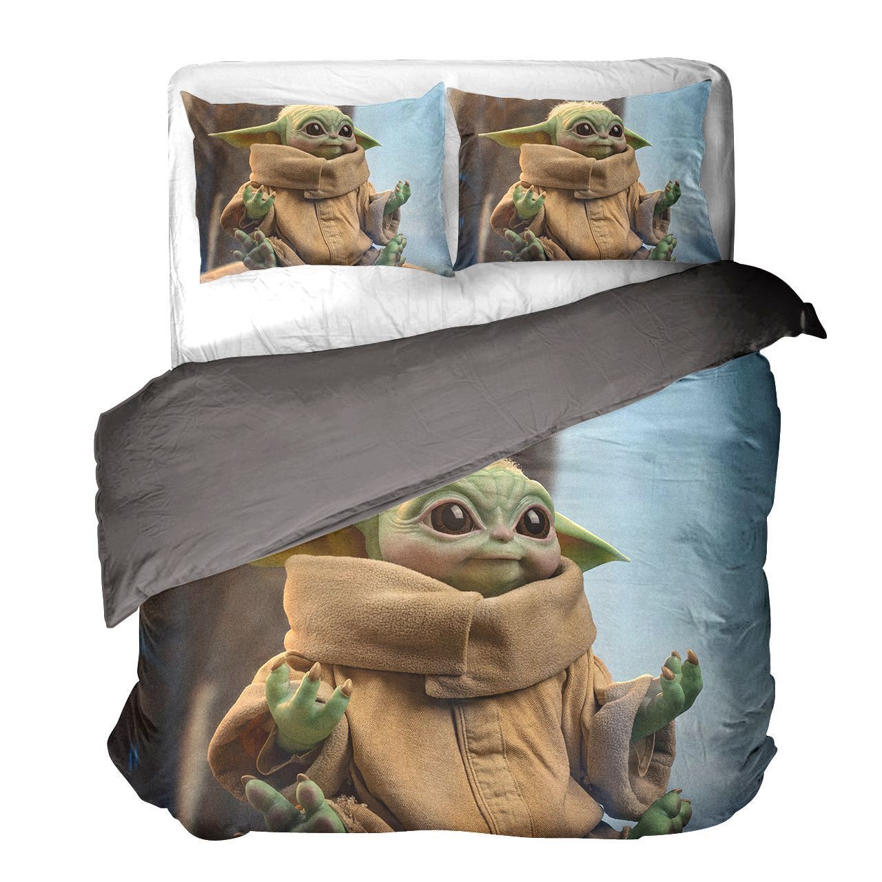 

Комплект постельного белья из трех предметов с 3D цифровой печатью «Малыш Йода» cover 160 * 200 * 1 and 50 * 75 * 2