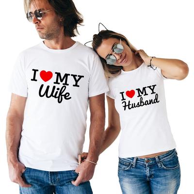 Llegada novio novia amantes camiseta mujeres hombres amo a mi esposa marido impresión camiseta marido y esposa