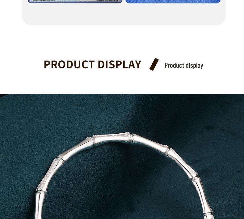 999 Sterling Silver Open Bamboo Joint Bracelet: Polished & Matte, Young Style, Solid Silver, Women's Thin Design.