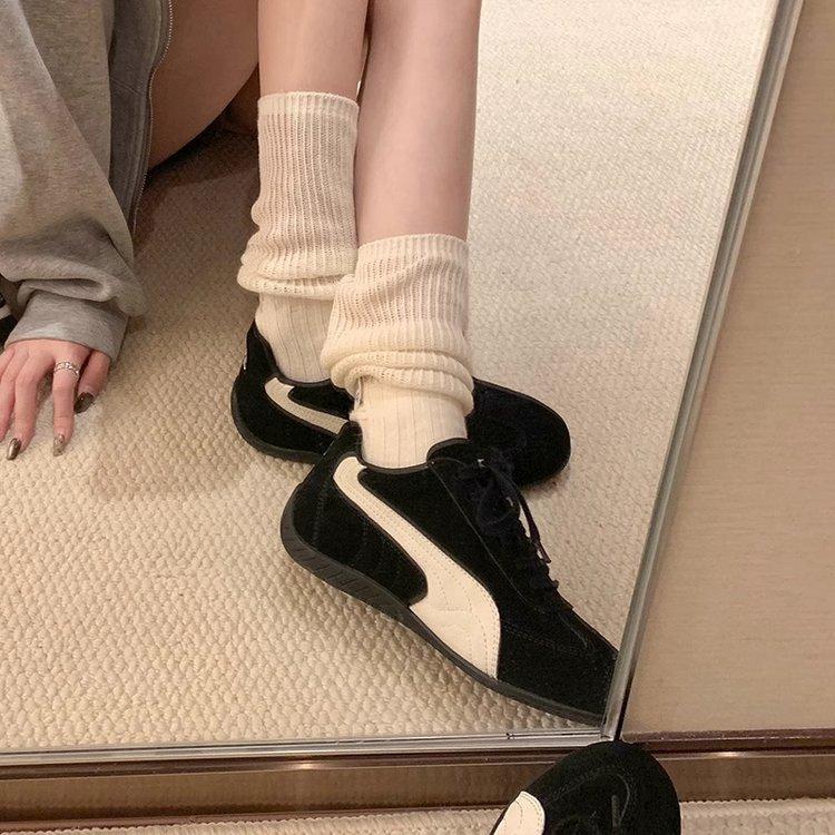 [Armano] Korean Blogger~ Retro Lace-Up Leather Low-Top Flat Casual Shoes Women's German Training Shoes Racing Shoes