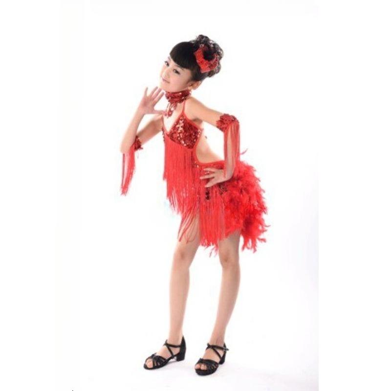 Kinder Latein Tanzkleid Mädchen Kleidung Tanzbekleidung Fransenrock Auftrittskostüm Wettkampf Uniform Tanzrock Kinderkleidung