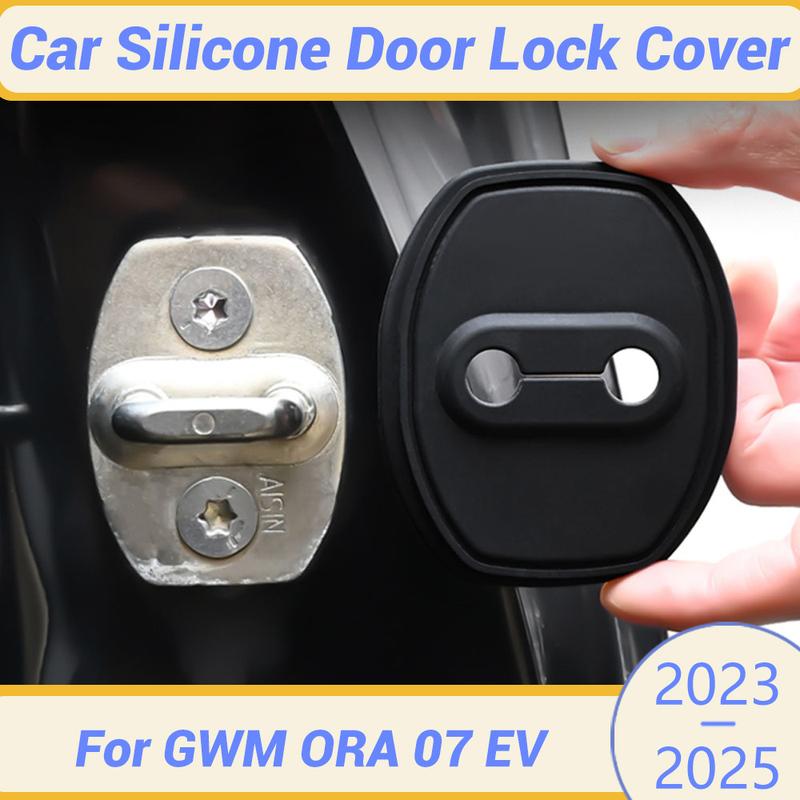 For GWM ORA 07 EV 2024 2025 Silicone Car Door Lock Buckle Protection Cover Elastic Anti-Collision Shock Absorbing Pad