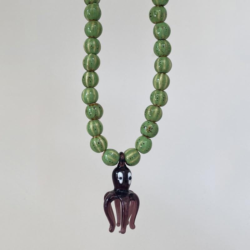 

Нішевий дизайн Перебільшене намисто з підвіскою у вигляді восьминога з намистин ручної роботи зі скла Літні богемні святкові ювелірні вироби Подарунок as the picture