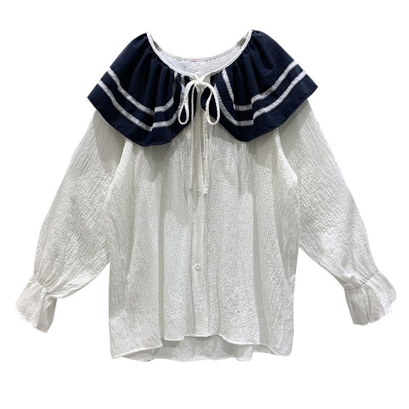 

Sailor Collar Doll Amazon Shirt Oversize Women s Clothing 8394 White L
