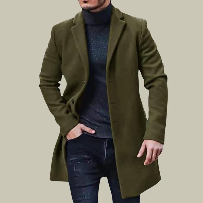 

Men s Warm Wool Mid-Length Windbreaker Jacket, Multi-Color and Multi-Size Options S армія зелений колір
