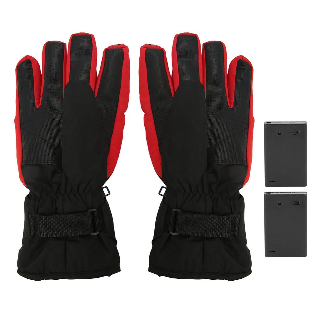 Electric Heated Gloves Polyester Waterproof Battery Powered Winter Heated Gloves for Skiing Black