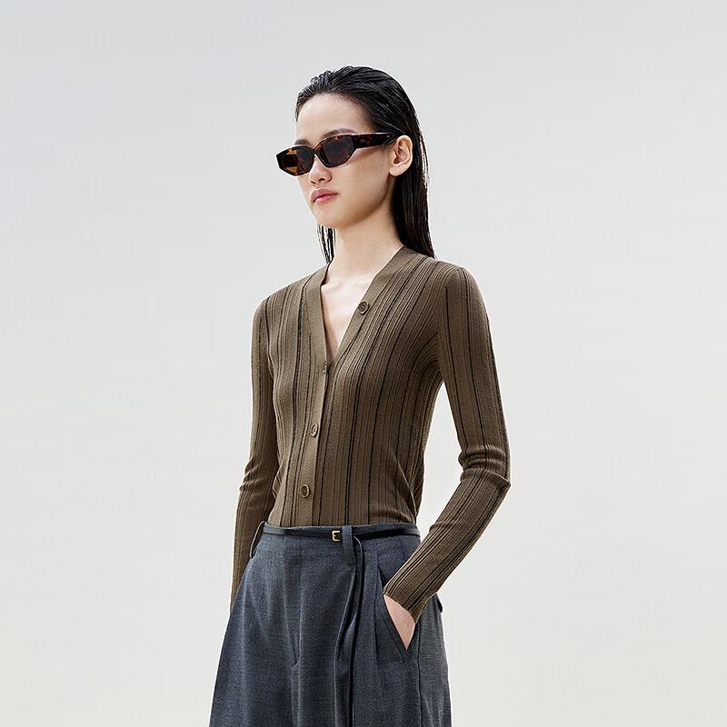 LESS Women's Slim-Fit Mid-Length Long-Sleeve Cardigan