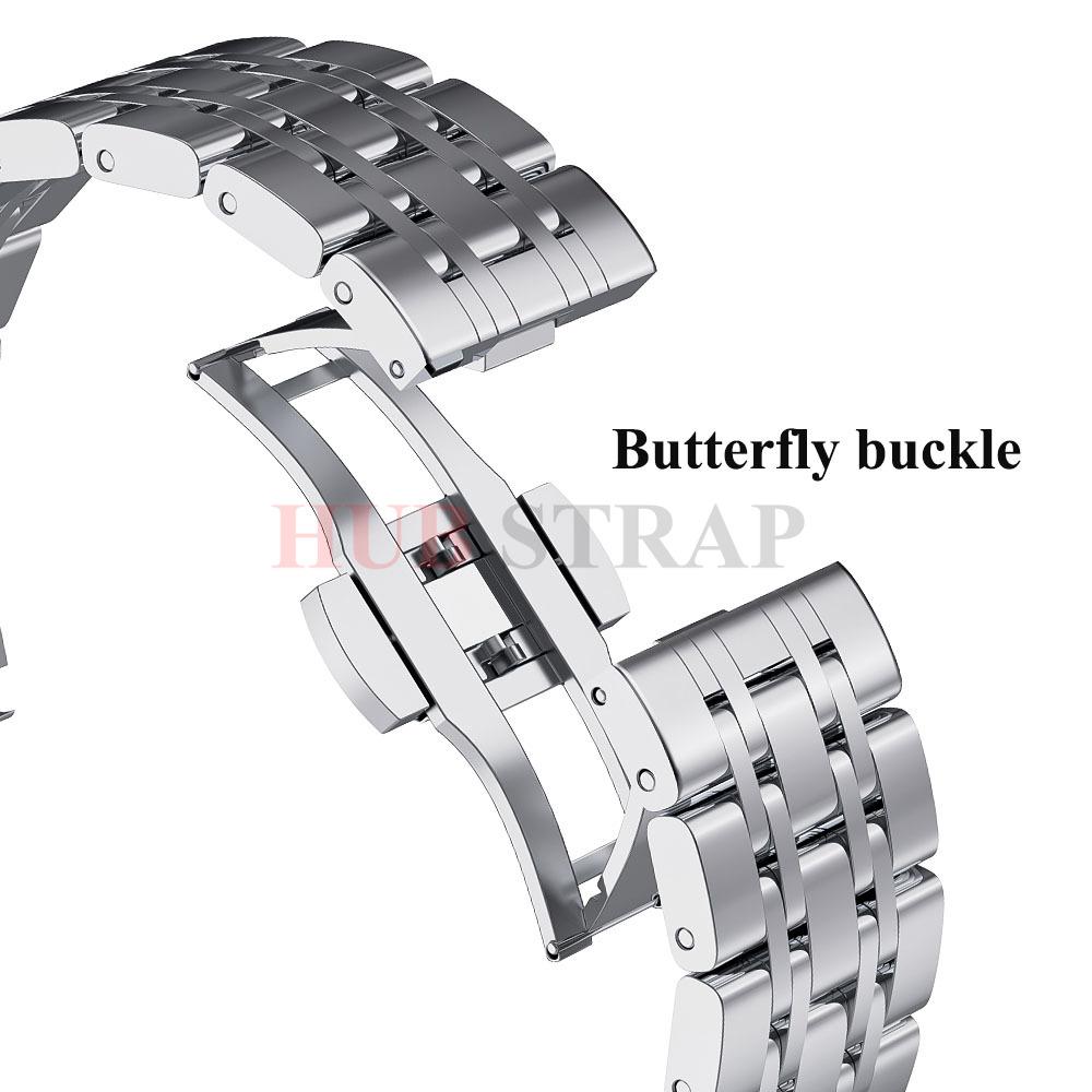 Cinturino Orologio in Acciaio Inossidabile 316L Sette Perle 12/14/16/18/19/20/21/22/24mm Fibbia a Farfalla Solida Accessori Universali per Cinturino