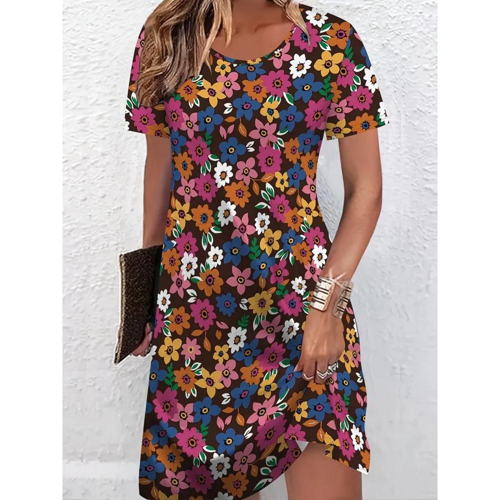 Comoda Versatile Maglia Girocollo Vestito Moda Larga Casual Vestiti