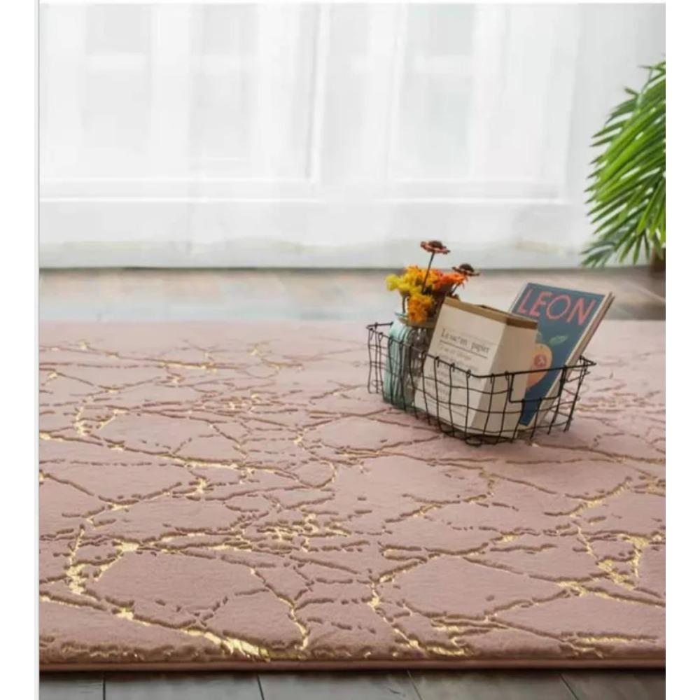Imitation Rabbit Velvet Bronzing Living Room Carpet Bedroom Bedside Carpets Home Decor Plush Rug Anti-skid Water Absorption Mat