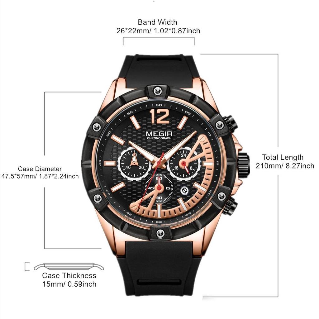 Megir Quarzuhr Männer Rose Gold Leuchtende Wasserdichte Sportuhren Uhr Chronograph Armbanduhren Erkek Kol Saati Montre Homme