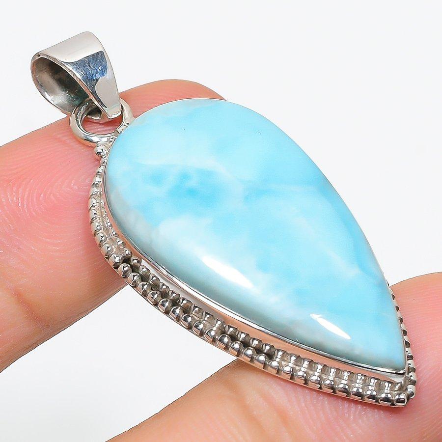

Natural Republic Larimar Gemstone 925 Solid Sterling Silver Gift Pendant 2 d2o19