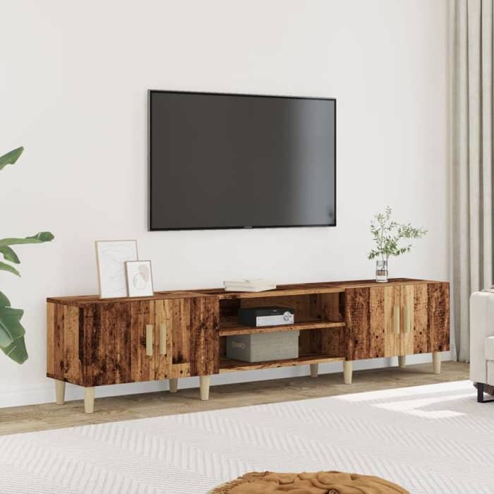 VidaXL Meuble TV vieux bois 180x31,5x40 cm bois d'ingénierie, support TV, meuble télé, meuble multimédia, banc TV, meuble 857141