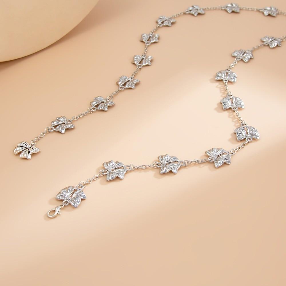 Simple Long Tassel Choker Punk Y-Shaped Sweater Chain Vintage Bow Pendant Necklace  Beach