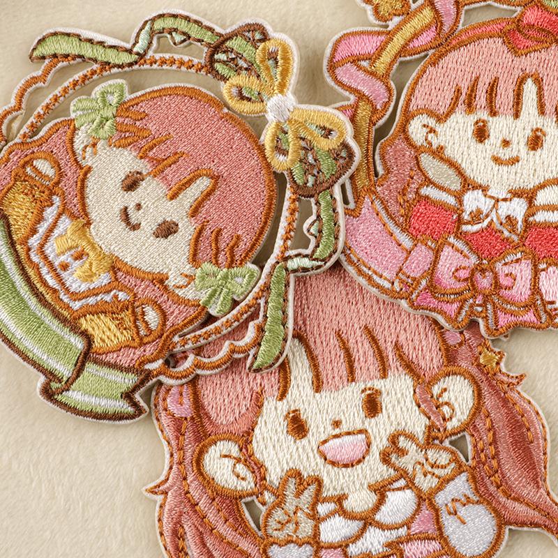 Embroidery Label Embroidery Sticker Original Little Girl Bow Clothing Accessories Adhesive Patch Hand Account Shoe Emblem Cloth Sticker